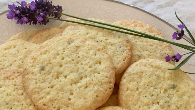 Dish of Lavender Lavender Sugar Cookies gluten-free-lavender-sugar-cookies